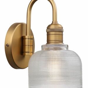 Yosoan Brass Gold Vintage Wall Sconce with Striped Shade, 1